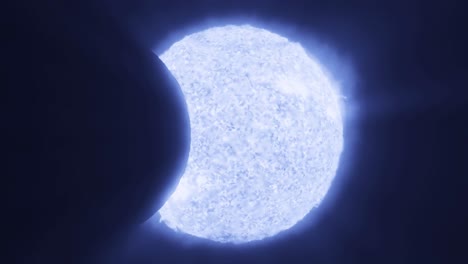 Sonnenfinsternis-Sonne-Mond-Planet-Erde-Weltraum-Kosmisches-System-4k